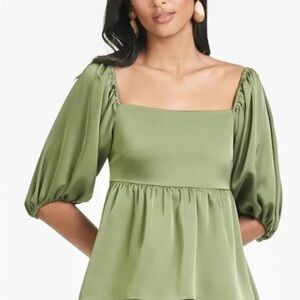 Sachin + Babi Green Puff Sleeve Lindsey Blouse